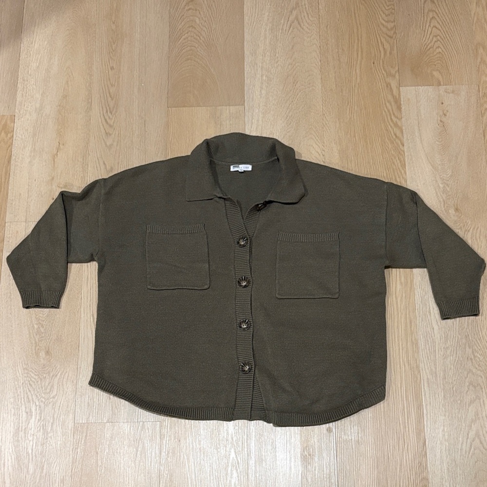 Olive Green Button-Up Women's Sweater